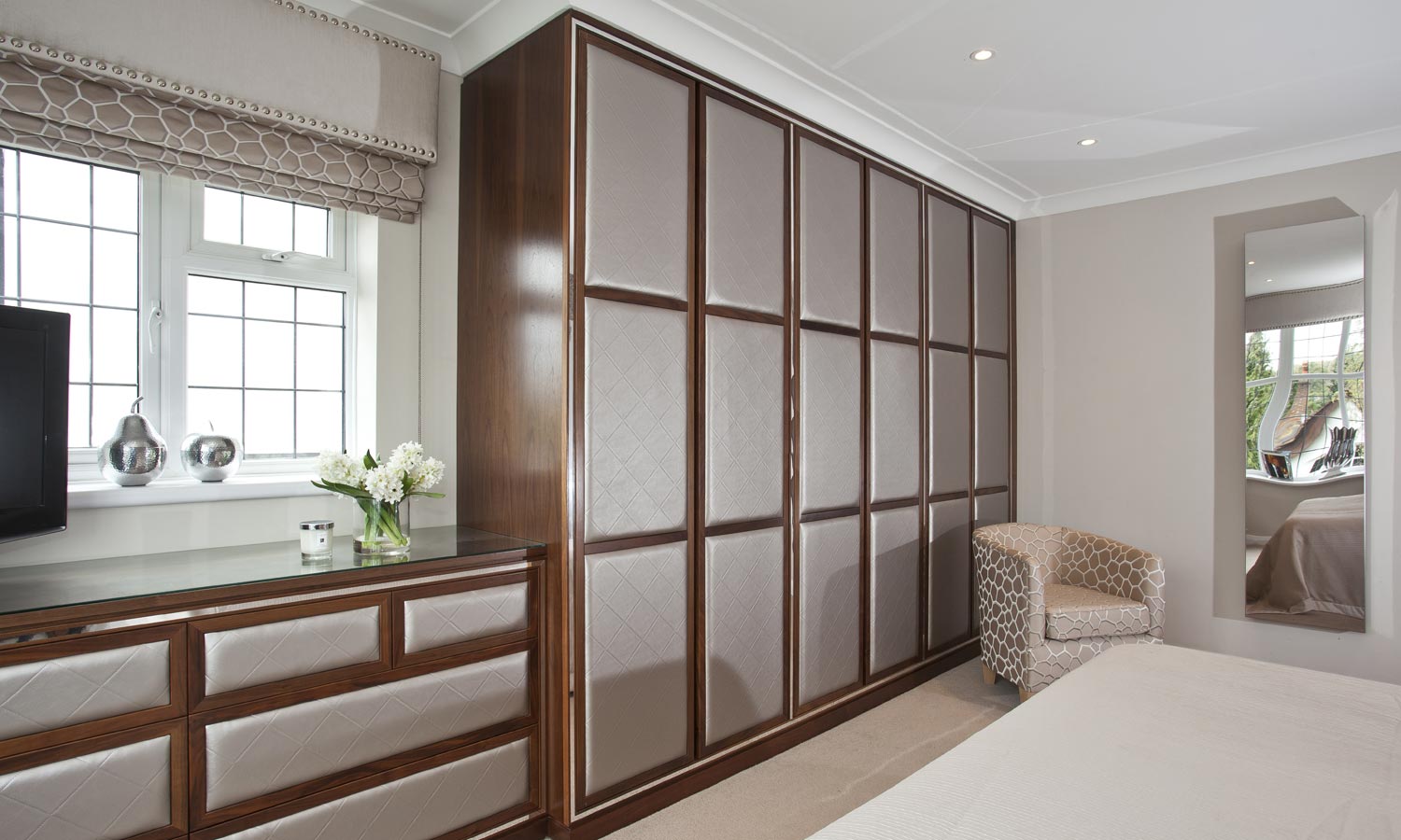 Fitted Wardrobe Set with Upholstered Doors and Drawers
