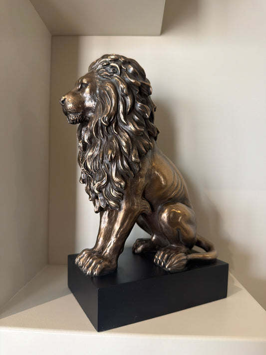 Serengeti Sitting Lion - Bronze Resin